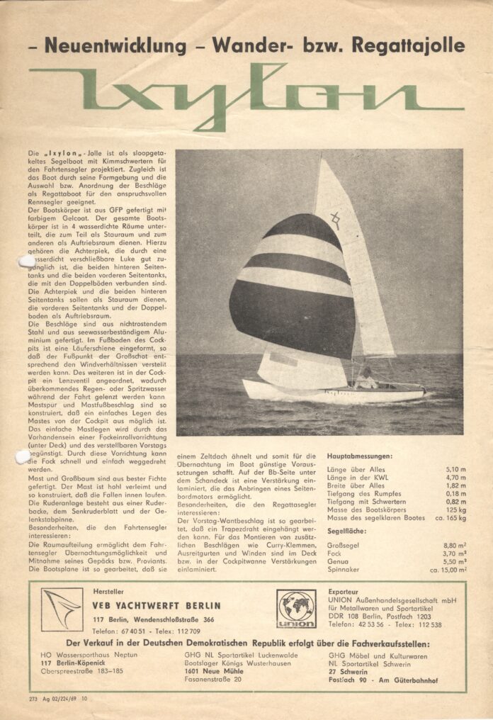 Ixylon-Jolle - Artikel aus einem unbekannten Magazin - VEB Yachtwerft Berlin - 1969_Seite_001